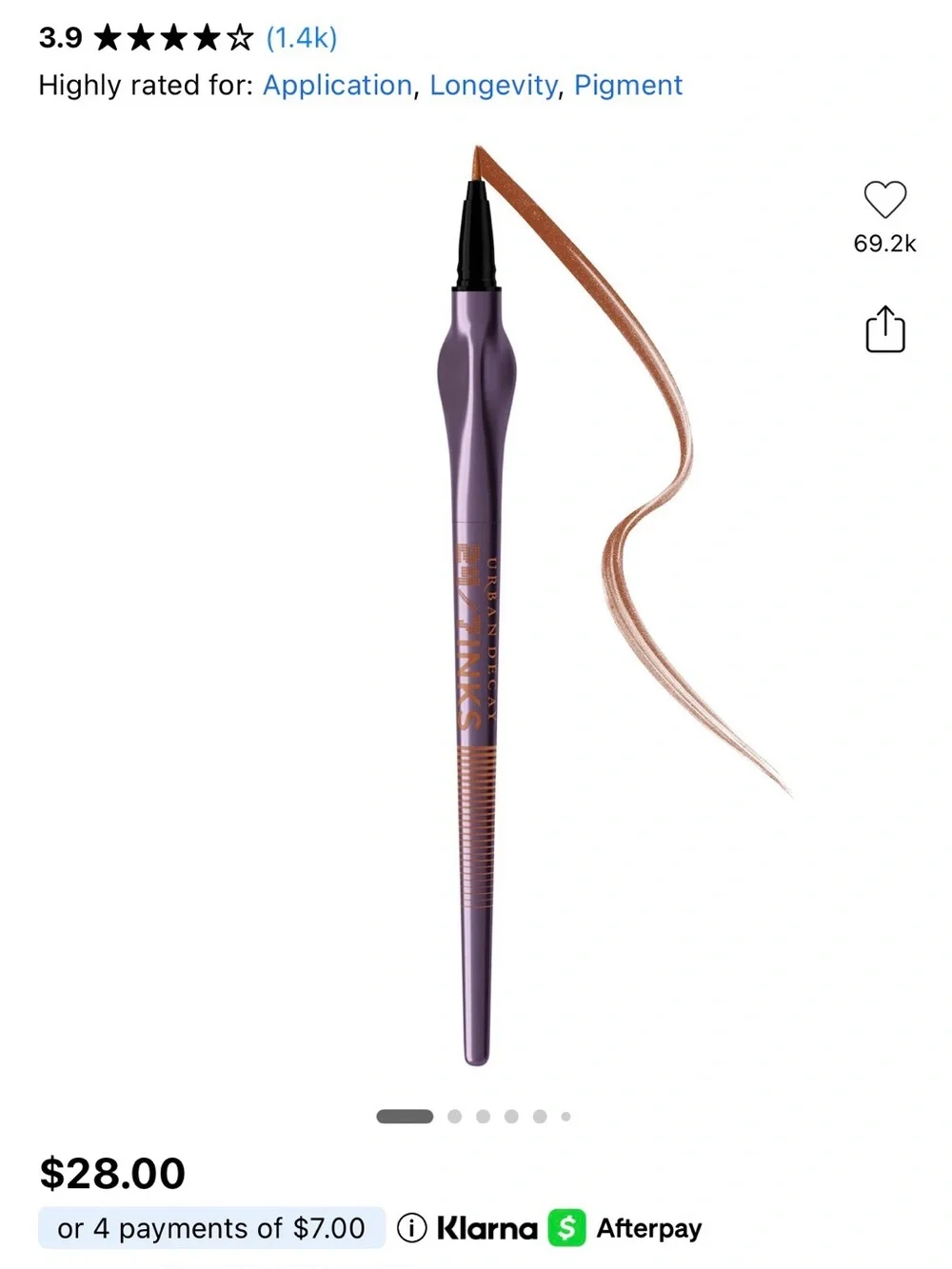 Urban Decay 24/7 Inks Easy Ergonomic Eyeliner Pen Color Whiskey (matte dark)